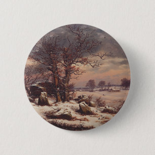 Badge Rond 5 Cm Vordingborg en hiver par J.C. Dahl Beaux-Arts