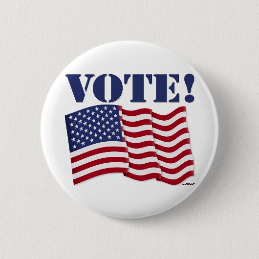 Badge Rond 5 Cm VOTE! avec drapeau américain (Devant)