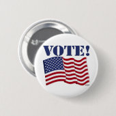 Badge Rond 5 Cm VOTE! avec drapeau américain (Devant & derrière)