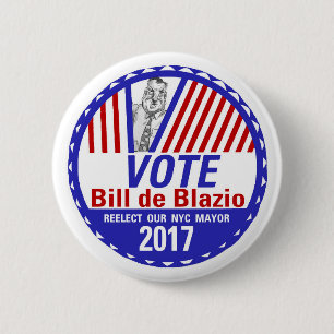 Badge Rond 5 Cm Vote Bill de Blazio 2017