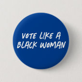 Badge Rond 5 Cm Vote Blue 2024 Comme Un Bouton De Femme Noire (Devant)