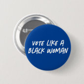 Badge Rond 5 Cm Vote Blue 2024 Comme Un Bouton De Femme Noire (Devant & derrière)