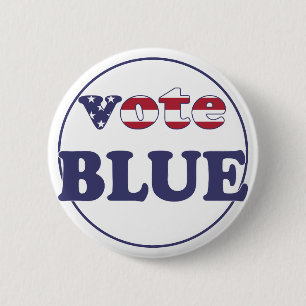 Badge Rond 5 Cm Vote Blue - American Flag Typographie