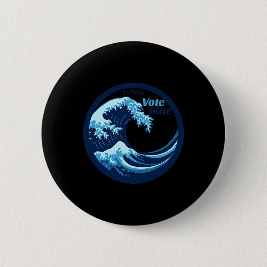 Badge Rond 5 Cm Vote Blue Wave Democrats Kamala Harris Election Da (Devant)