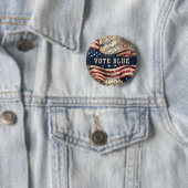 Badge Rond 5 Cm Vote Bouton bleu, Parti Démocrate PIns électoraux (En situation)