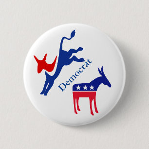 Badge Rond 5 Cm Vote Élection Démocrate Étoiles Bandes USA