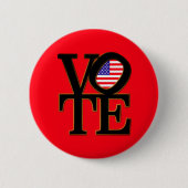Badge Rond 5 Cm Vote Élections Red USA (Devant)