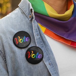 Badge Rond 5 Cm Vote en arc-en-ciel