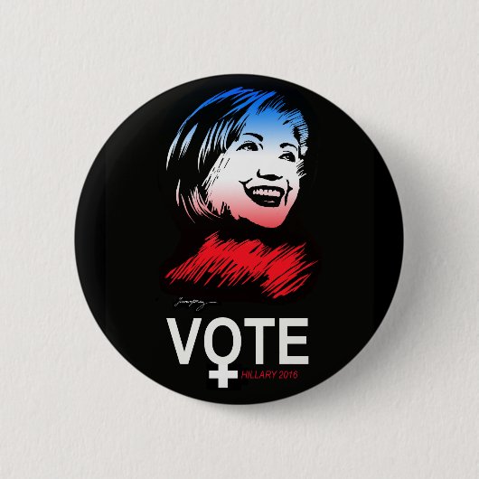 Badge Rond 5 Cm vote HILLARY 2016 (Devant)