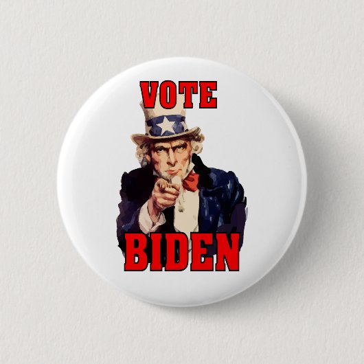 Badge Rond 5 Cm Vote Joe Biden Oncle Sam 2024 (Devant)