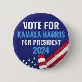 Badge Rond 5 Cm Vote Kamala Harris Pour Le Président 2024 (Devant)