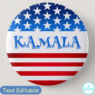 Badge Rond 5 Cm Vote Kamala Harris USA Drapeau Typographie Texte p