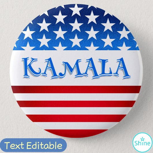 Badge Rond 5 Cm Vote Kamala Harris USA Drapeau Typographie Texte p