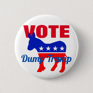 Badge Rond 5 Cm VOTE L'Âne Patriotique, Les Étoiles, Trump Trump