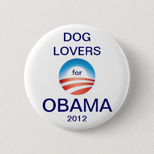 Badge Rond 5 Cm Vote Obama 2012 d'amoureux de les chiens