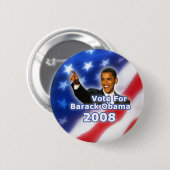 Badge Rond 5 Cm Vote pour Barack Obama Button (Devant & derrière)