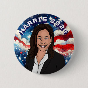 Badge Rond 5 Cm Vote pour Kamala Harris 2024