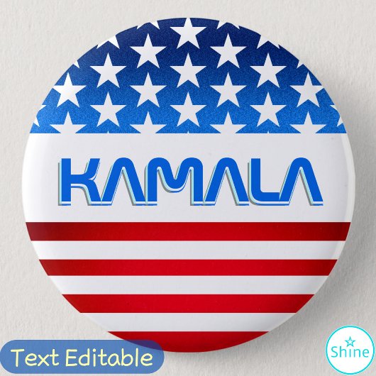 Badge Rond 5 Cm Vote pour Kamala Harris USA Drapeau Typographie mo