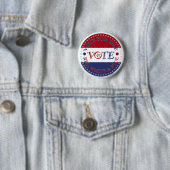 Badge Rond 5 Cm Vote pour le script de vote rouge, blanc et bleu (En situation)