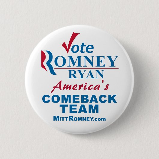 Badge Rond 5 Cm Vote Romney Ryan (Devant)