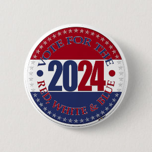 Badge Rond 5 Cm Vote rouge et bleu 2024 pour le rouge blanc et ble