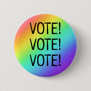 Badge Rond 5 Cm Votez ! Bouton arc-en-ciel