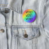 Badge Rond 5 Cm Votez ! Bouton arc-en-ciel (En situation)