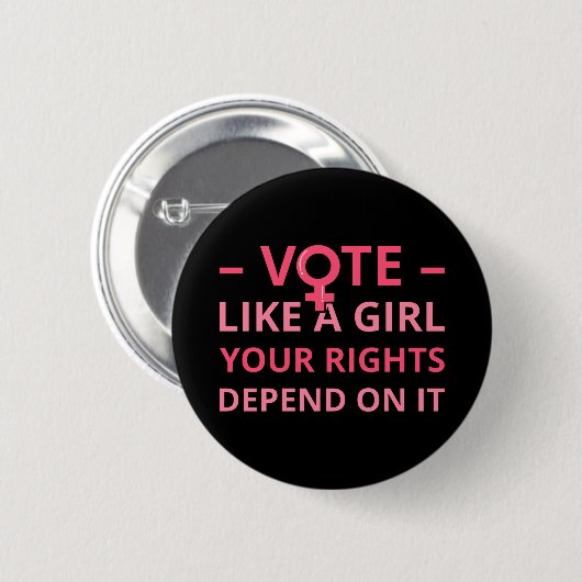 Badge Rond 5 Cm Votez Comme Une Fille Vos Droits En Dépendent II (Devant & derrière)