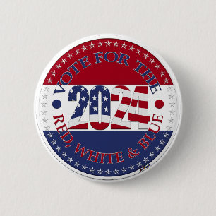 Badge Rond 5 Cm Votez pour le drapeau américain rouge blanc et ble