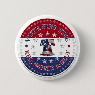 Badge Rond 5 Cm Votez pour le Red, White Blue Liberty Bell 13 & 50