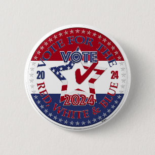 Badge Rond 5 Cm Votez pour le Rouge, Blanc et Bleu en 2024 VOTE Ét