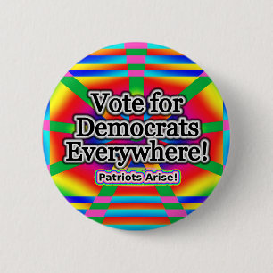 Badge Rond 5 Cm Votez pour les Démocrates partout - Des patriotes