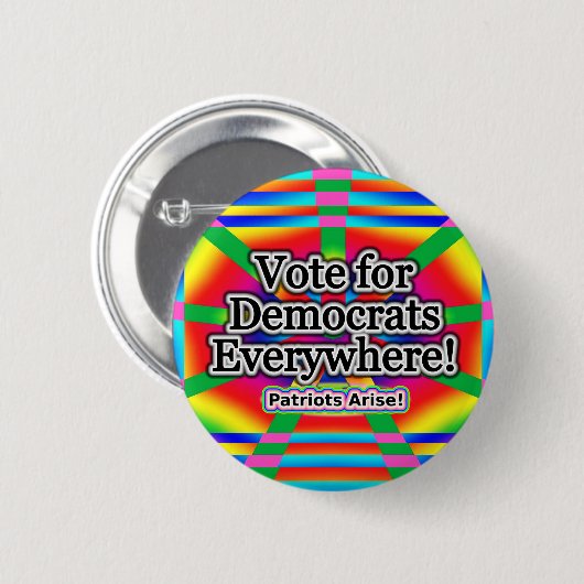 Badge Rond 5 Cm Votez pour les Démocrates partout - Des patriotes (Devant & derrière)
