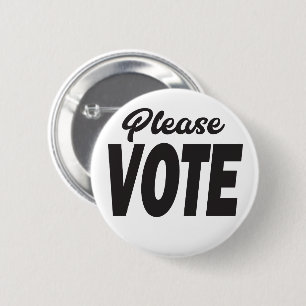 Badge Rond 5 Cm Votez simple Bouton noir et blanc