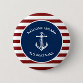 Badge Rond 5 Cm Votre Ancre de nom de bateau (Devant)