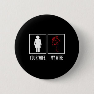 Badge Rond 5 Cm Votre femme ma femme cycliste moto vtt