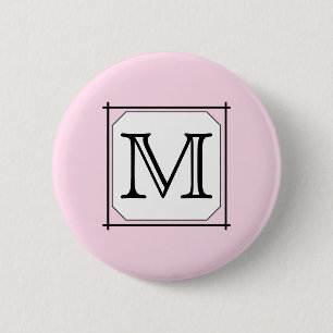 Badge Rond 5 Cm Votre lettre. Monogramme fait sur commande. Blanc