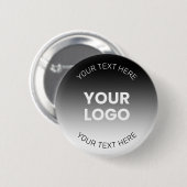 Badge Rond 5 Cm Votre logo | Dégradé noir & blanc moderne modifiab (Devant & derrière)
