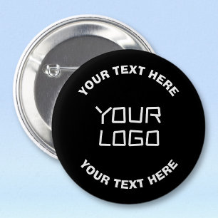 Badge Rond 5 Cm Votre logo ou image et texte modifiable   Noir et 