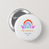 Badge Rond 5 Cm Votre message e ajouter nom de texte rainbow profe (Devant & derrière)