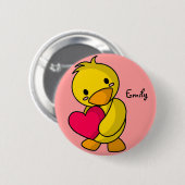 Badge Rond 5 Cm [Votre nom] bouton d'amour de Duckie (Devant & derrière)