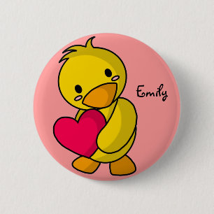 Badge Rond 5 Cm [Votre nom] bouton d'amour de Duckie