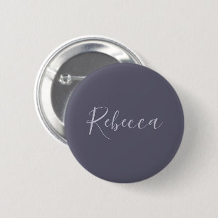 Badge Rond 5 Cm Votre nom Écriture lavande élégante sur violet b