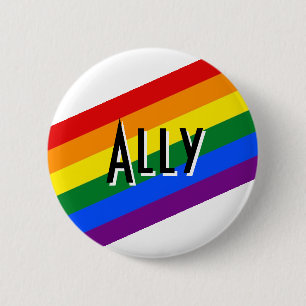 Badge Rond 5 Cm votre texte ici allié arc-en-ciel orgueil bouton é