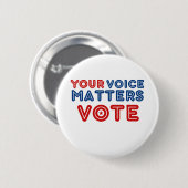 Badge Rond 5 Cm Votre voix compte VOTER Démocratie (Devant & derrière)