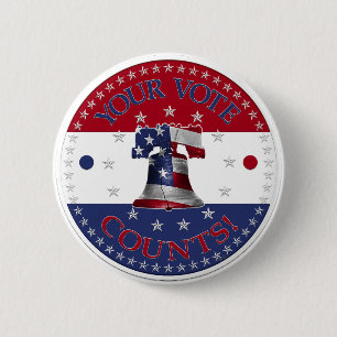 Badge Rond 5 Cm Votre Vote Compte Liberty Bell