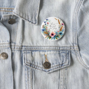 Badge Rond 5 Cm Vous êtes le Dieu qui reste, floral aquarelle