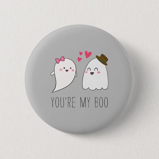 Badge Rond 5 Cm Vous êtes mon Boo Halloween Kawaii Ghost Cute Grey (Devant)