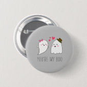 Badge Rond 5 Cm Vous êtes mon Boo Halloween Kawaii Ghost Cute Grey (Devant & derrière)