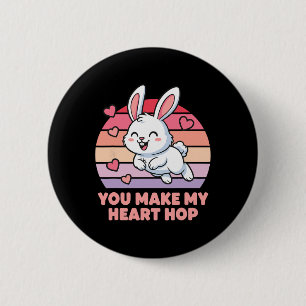 Badge Rond 5 Cm Vous faites sauter mon cœur d'amour de lapin migno